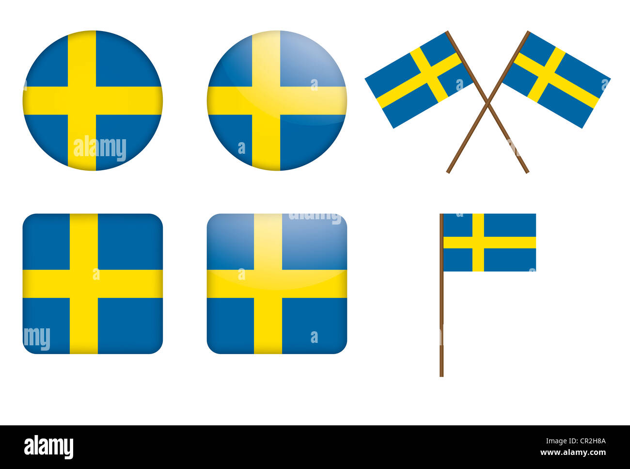 badges with Sweden flag illustration Stock Photo