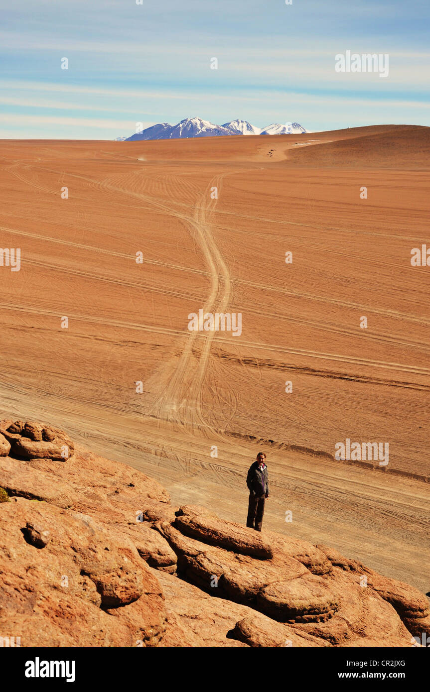Person - Siloli desert, Bolivia Stock Photo