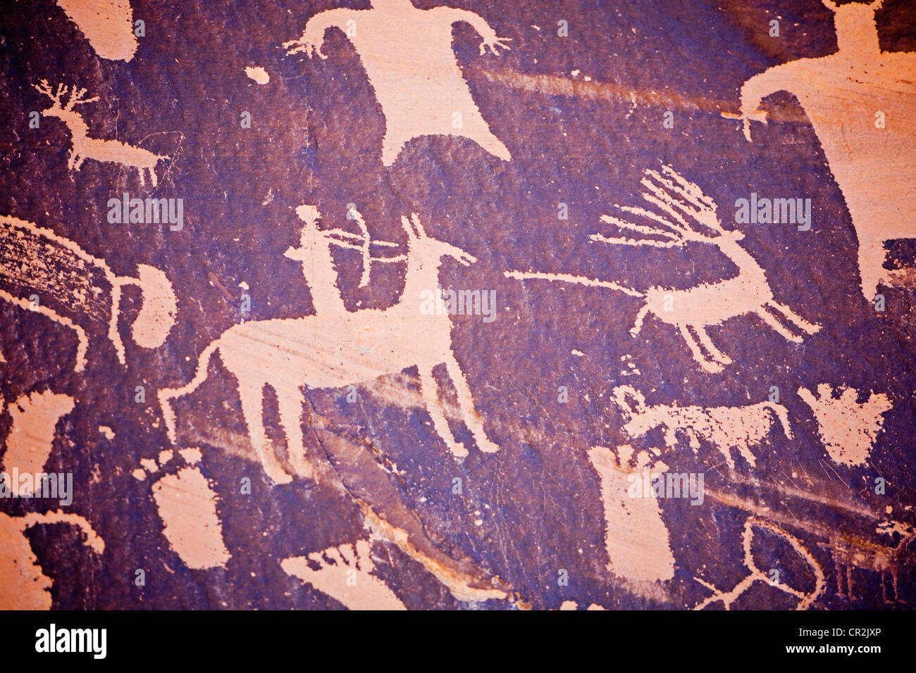Anasazi petroglyphs, Newspaper Rock State Historic Site, Canyonlands National Park, Utah Stock Photo