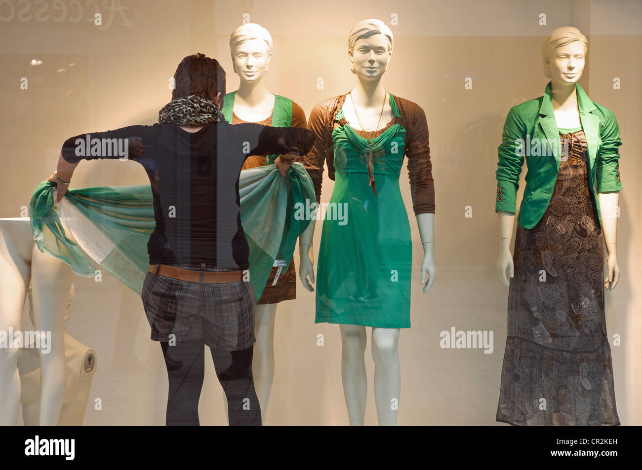 Window Dresser Ladies Clothes Shop Stock Photo 48617033 Alamy