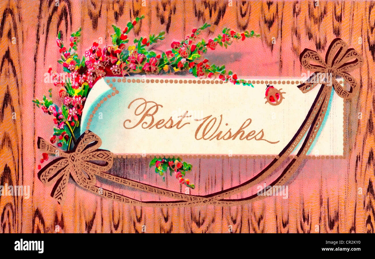Best Wishes - vintage card Stock Photo