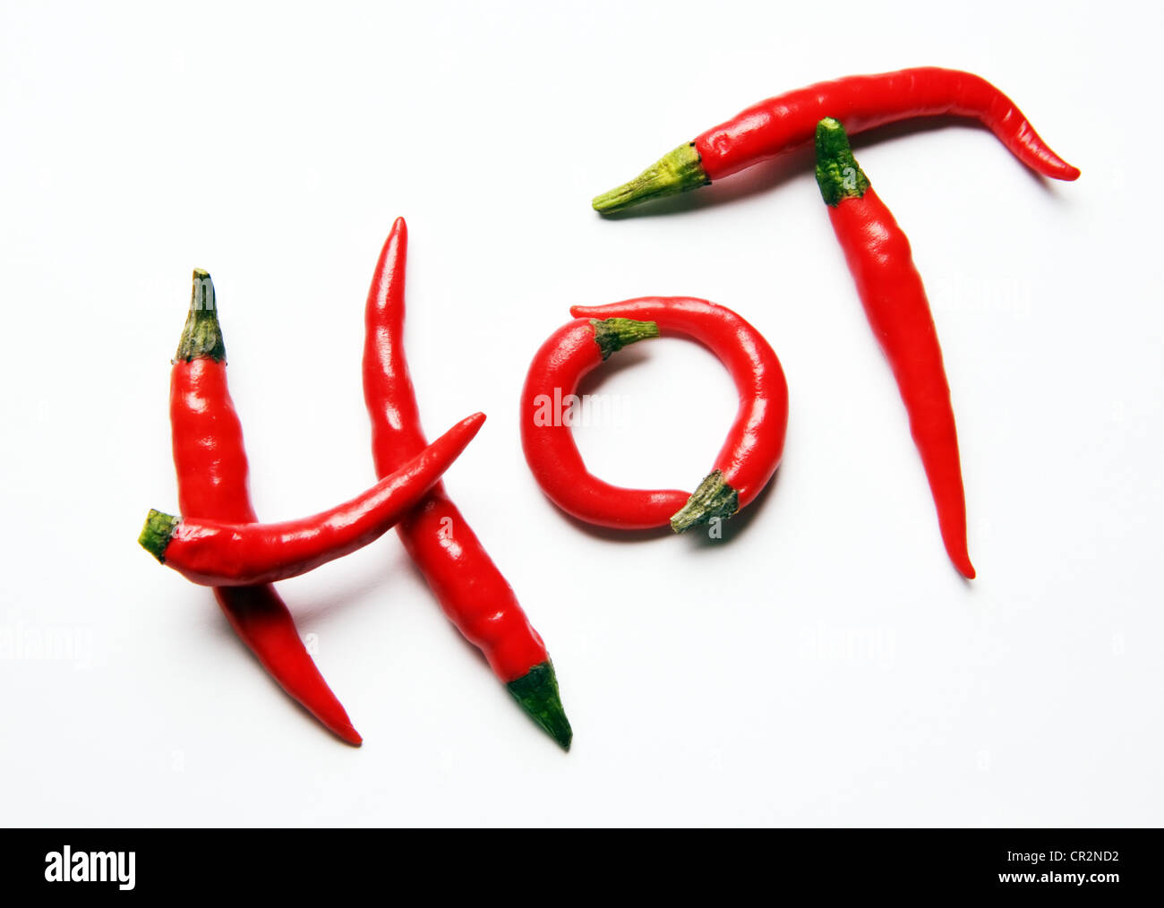 Red hot chilli peppers spelling the word "hot Stock Photo Alamy