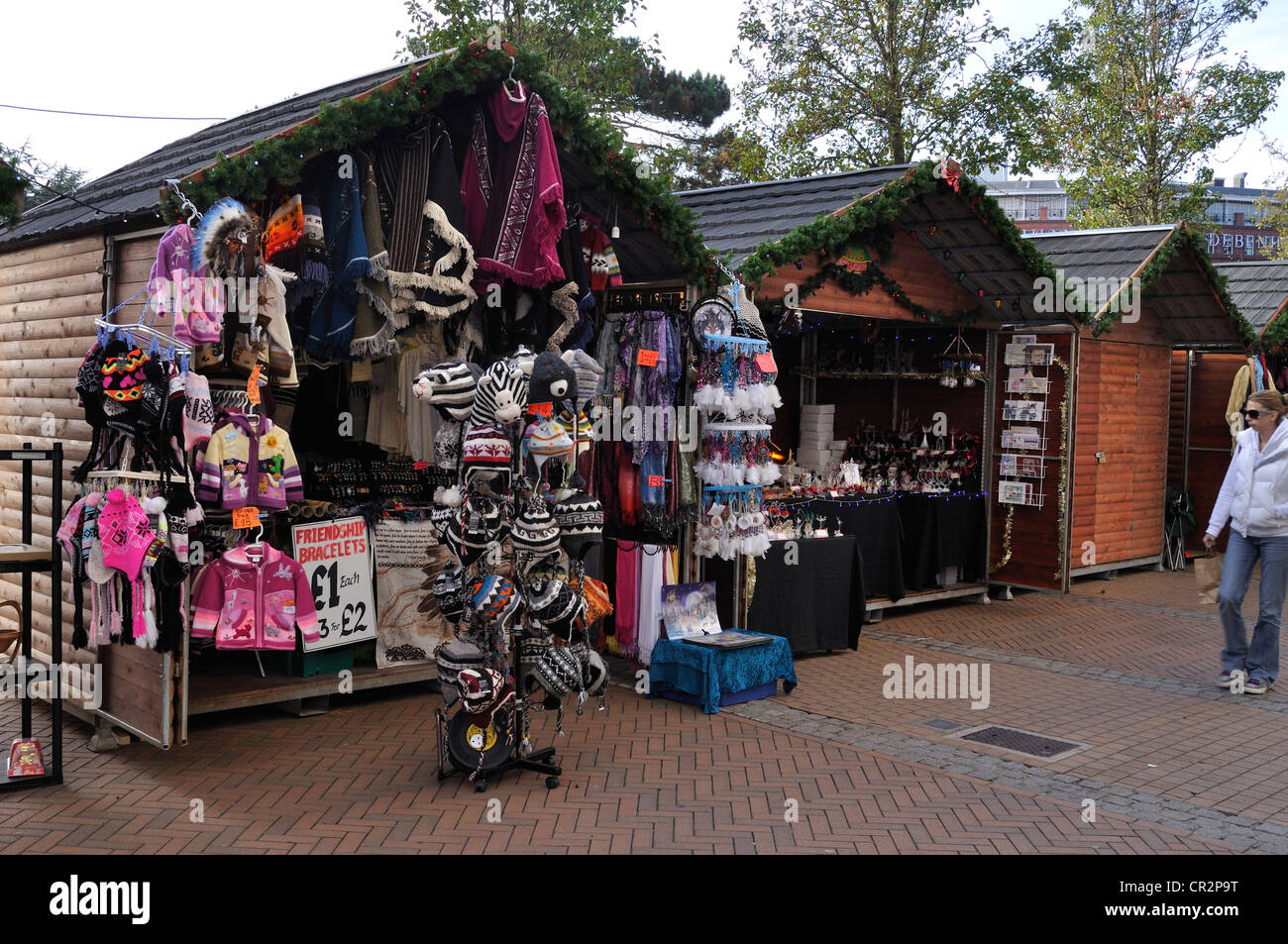 Stalls at the Christmas Market in Bournemouth Town Centre, 2011. Stock Photo