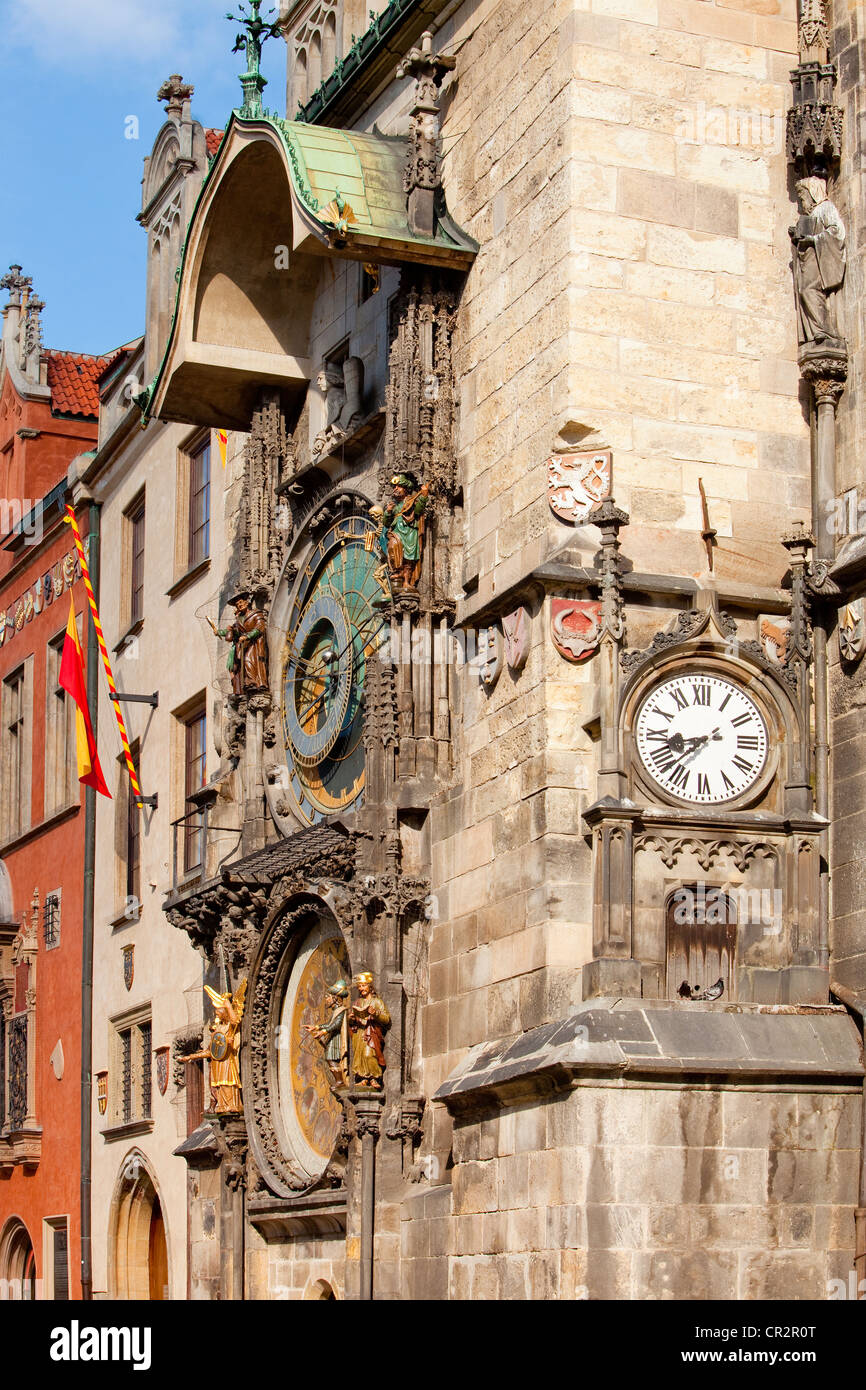 czech republic prague - the old town hall with astronomical clock Stock Photo