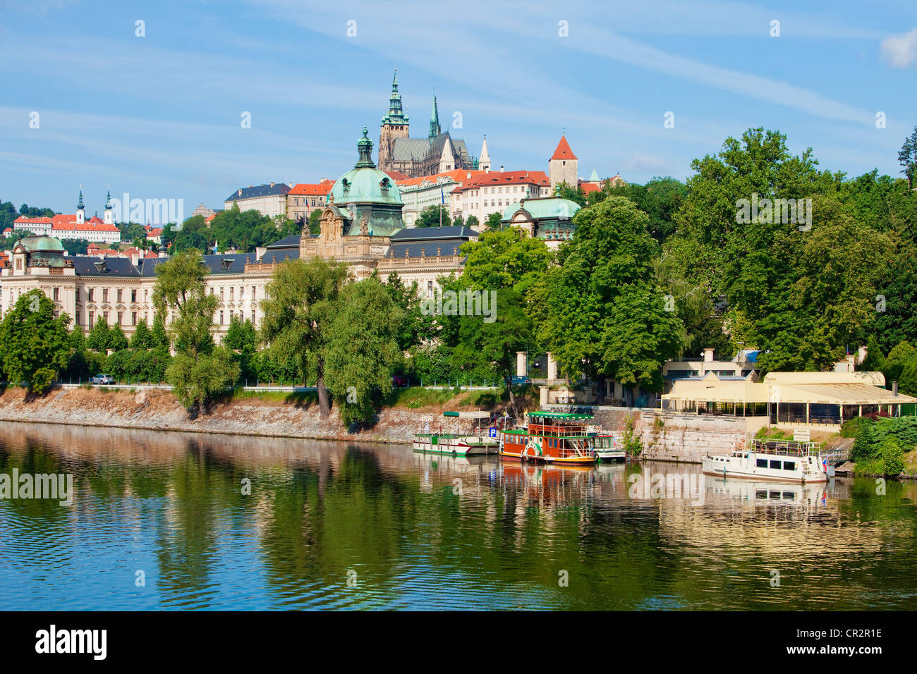 czech republic, prague - hradcany castle, st. vitus cathedral, vltava river Stock Photo