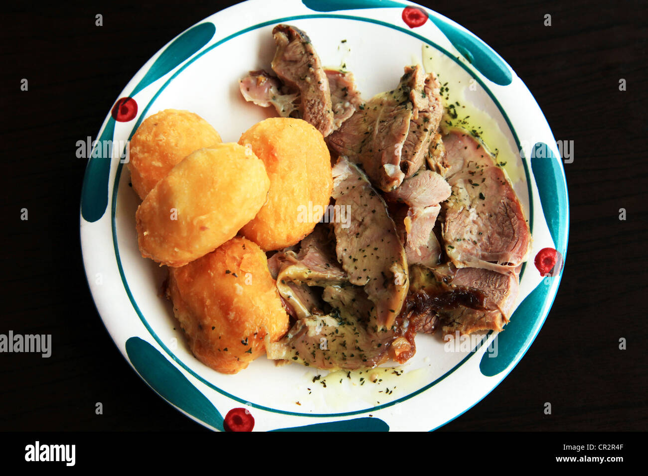 Potato with the cut meat lamb on a plate Stock Photo