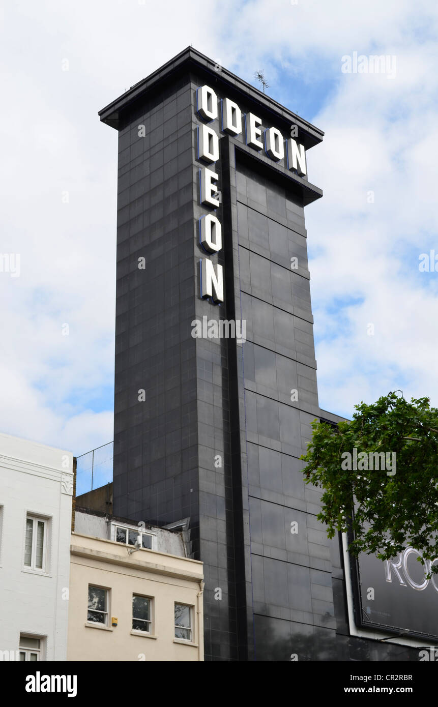 Low angle of Leicester square Odeon Cinema tower Stock Photo