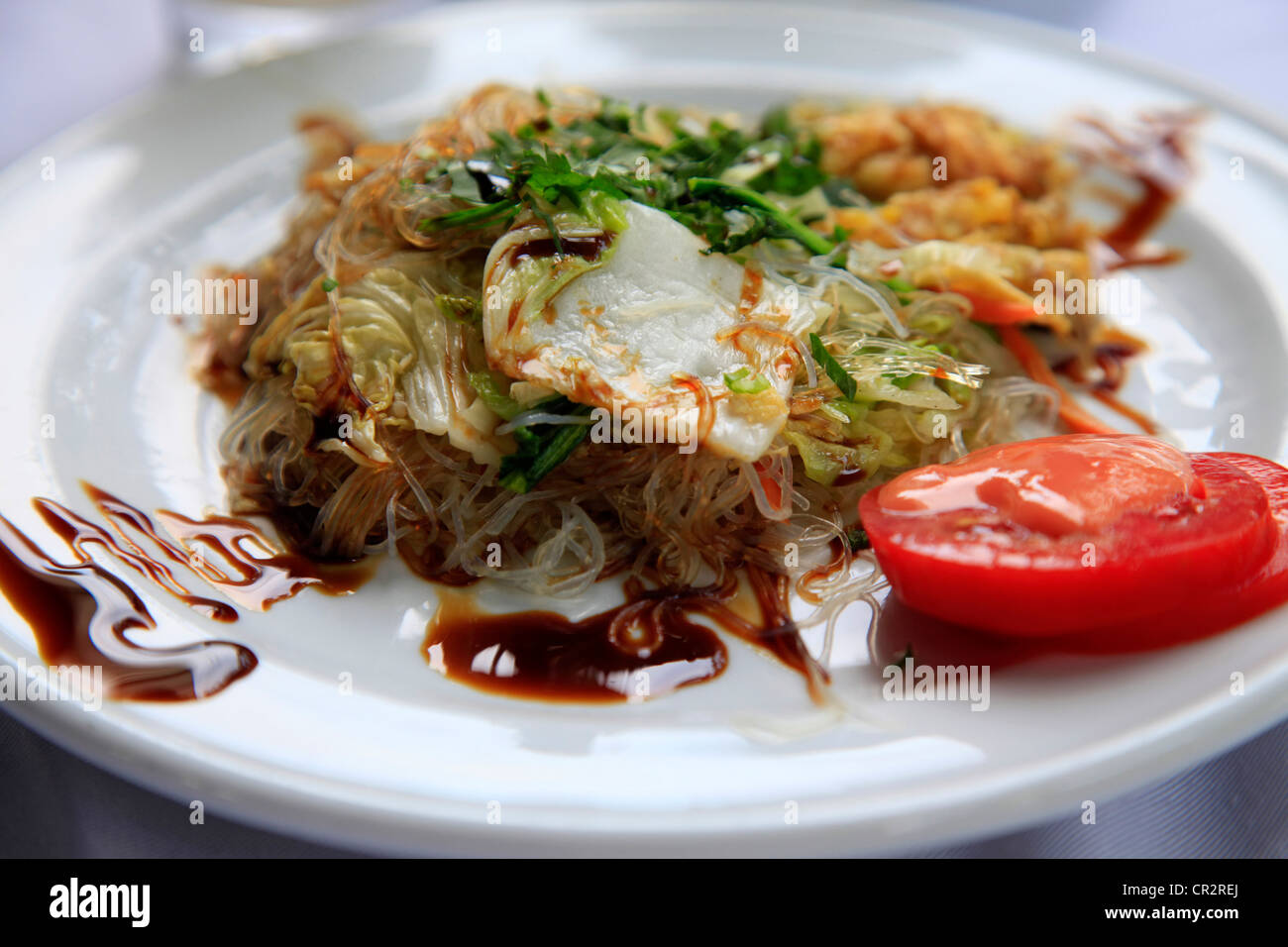 Glass Noodles with a parsley, cabbage and a tomato Stock Photo Alamy