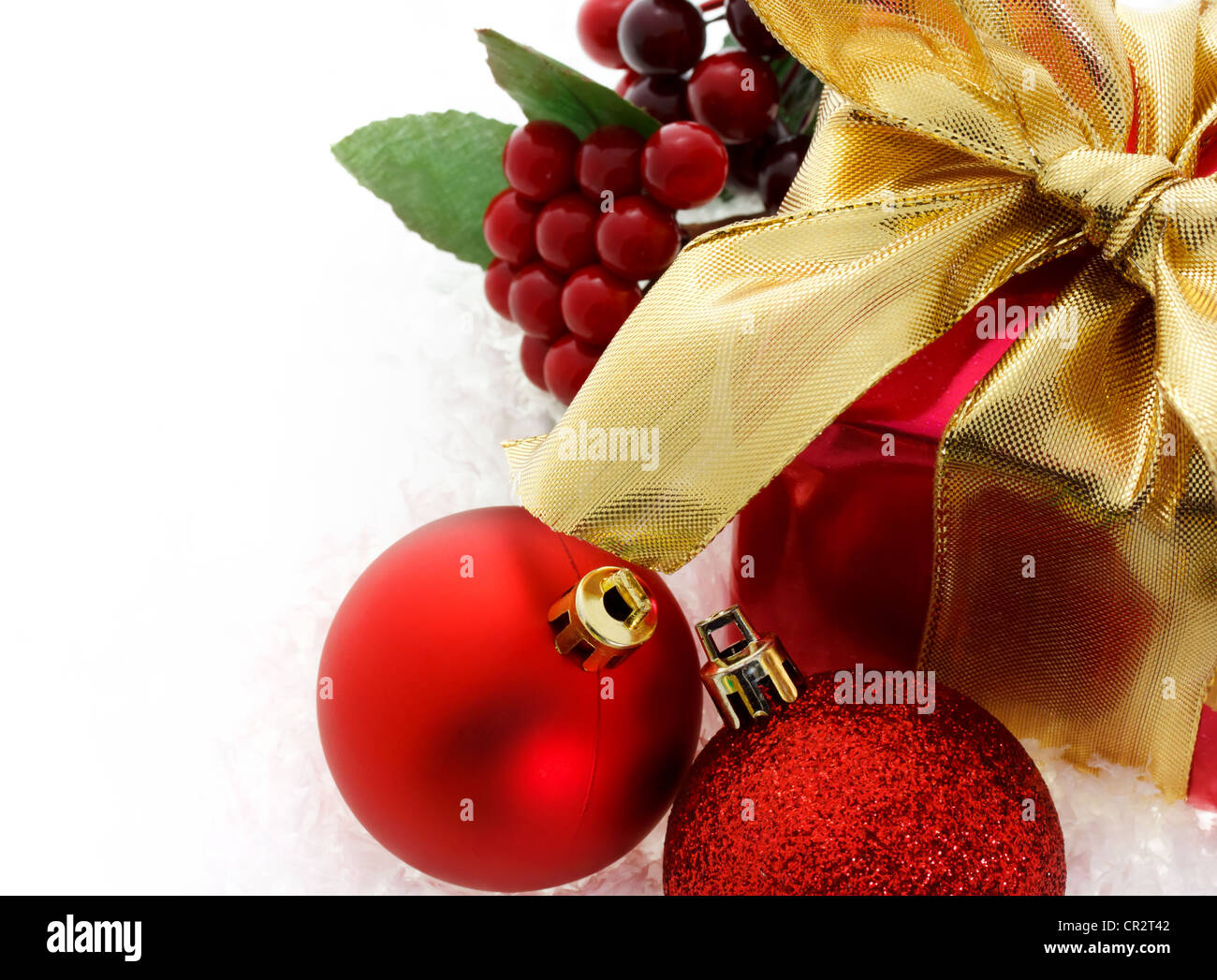 Red Christmas gift on white background Stock Photo