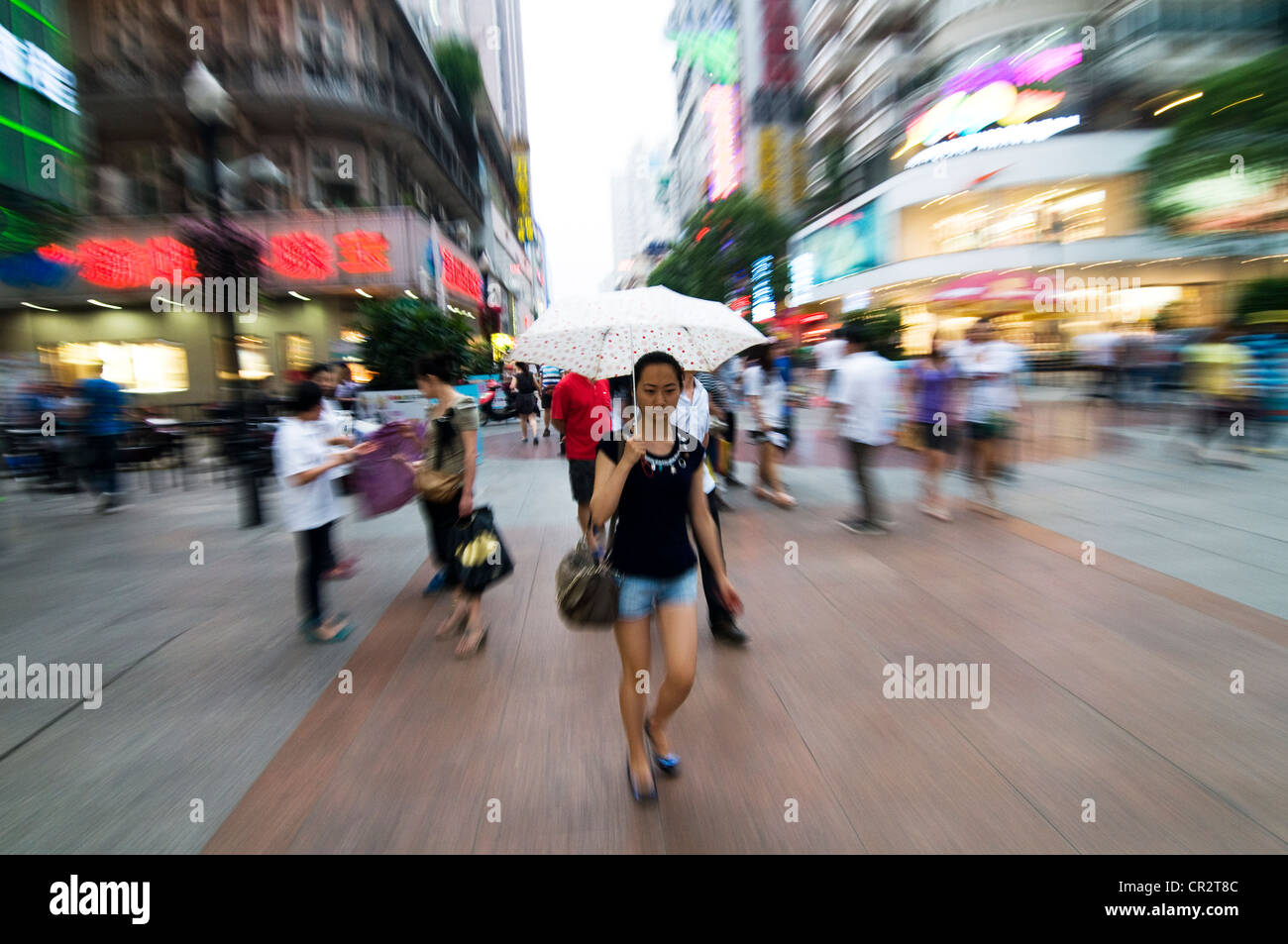 Busy shopping street in the concession area of Hankou, Wuhan, China. Stock Photo