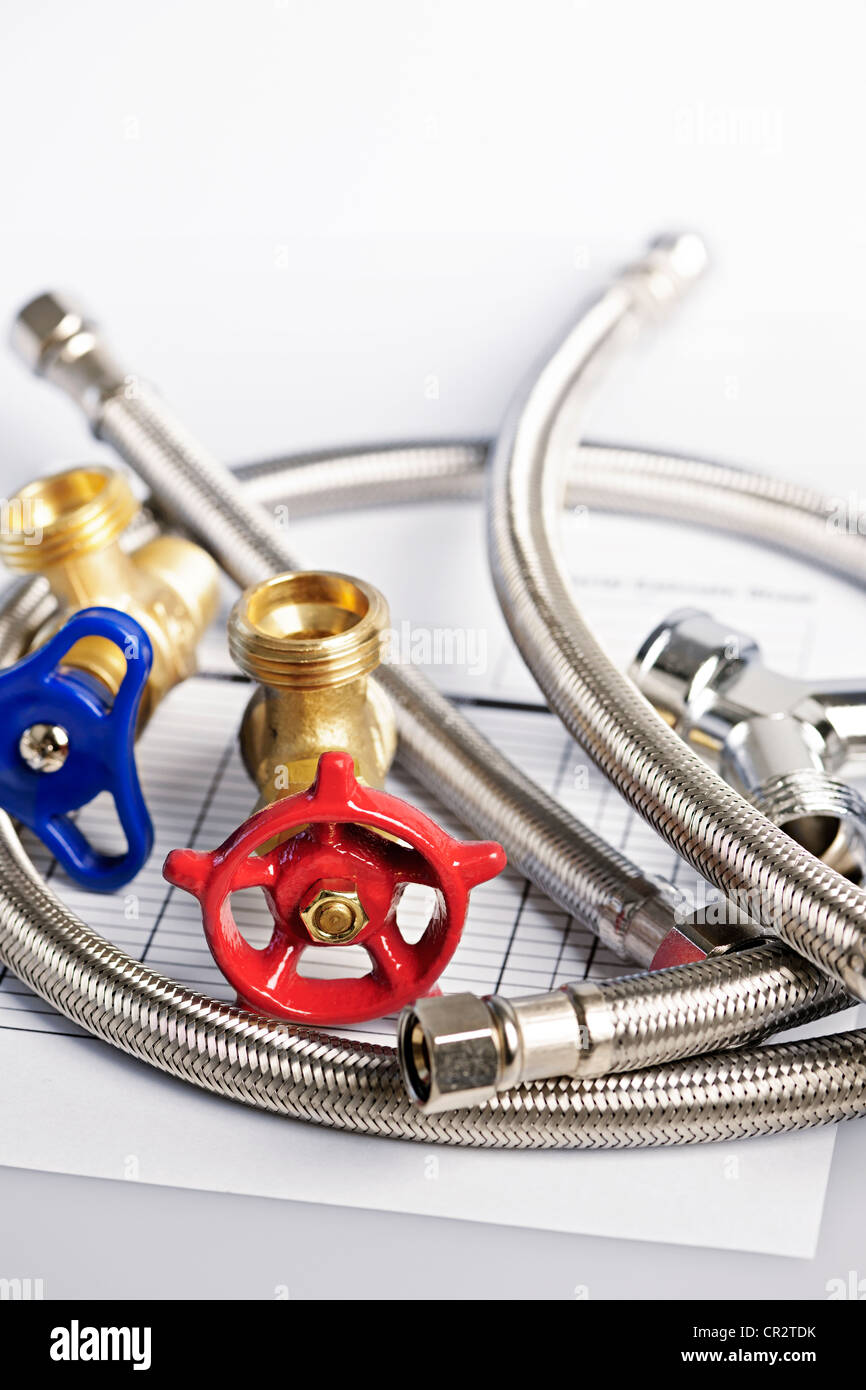 Plumbing valves hoses and assorted parts with estimate sheet Stock