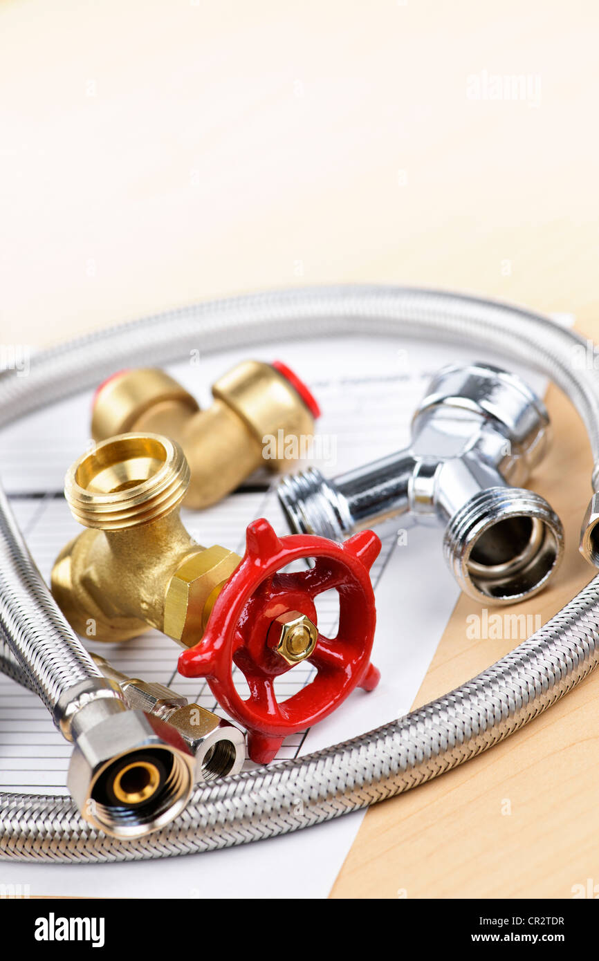 Plumbing valves hoses and assorted parts with estimate sheet Stock