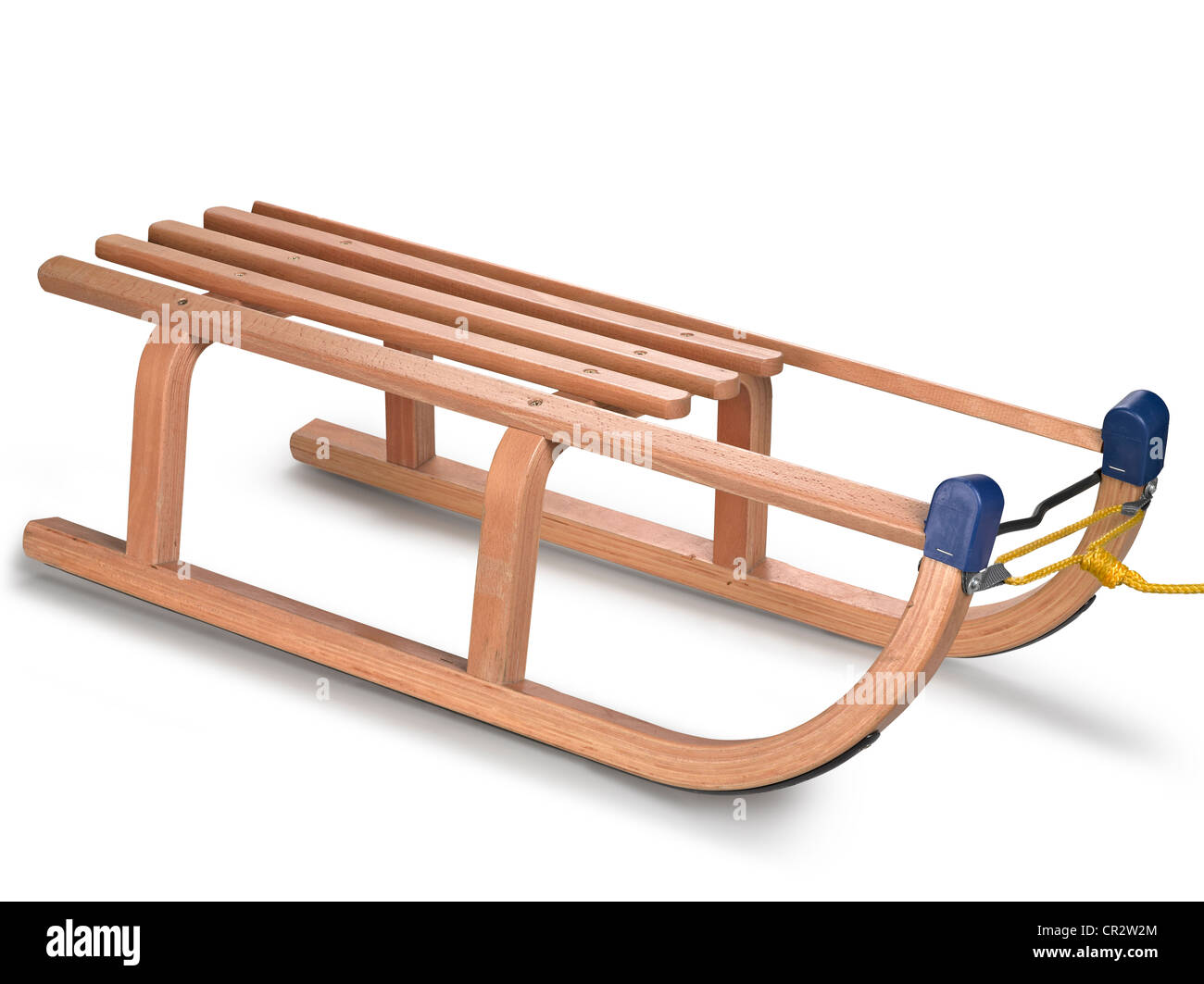 wooden sledge on white, clipping path Stock Photo