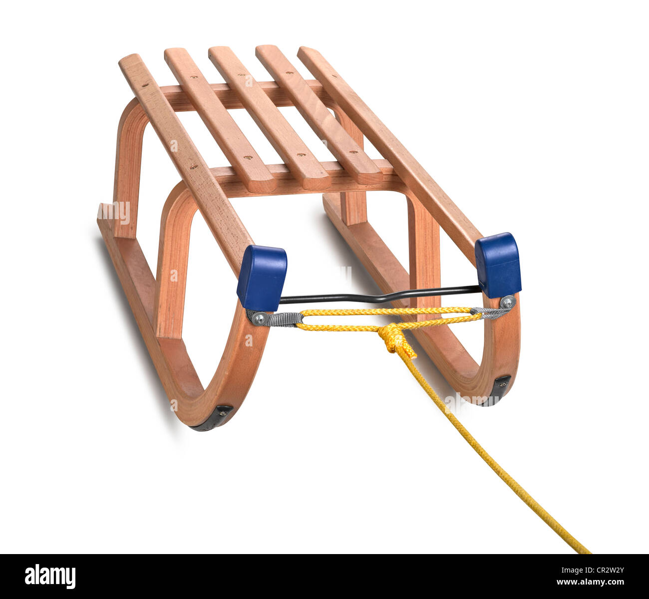 wooden sledge on white, clipping path Stock Photo