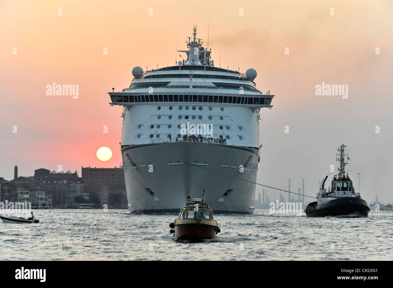 Voyager of the Seas, cruise ship, built in 1999, 311m, 3114 passengers, departing, Venice, Veneto, Italy, Europe Stock Photo
