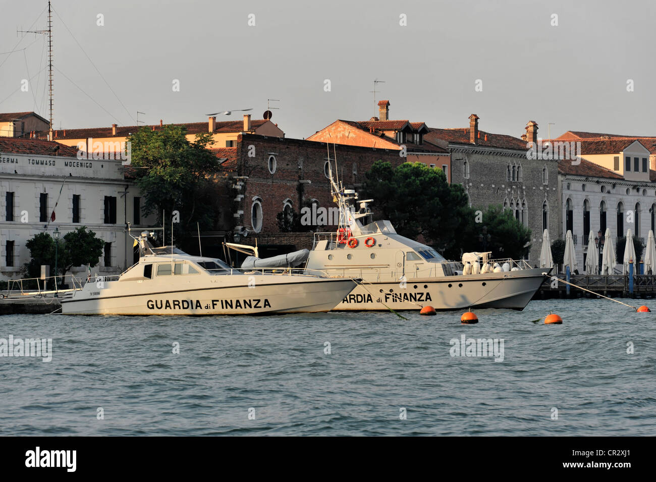 Guardia di Finanza, boats of the fiscal authority, police, moored in Venice, Veneto, Italy, Europe Stock Photo