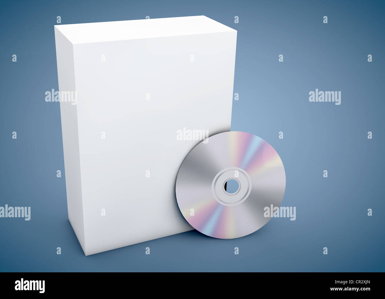 Pack shot with CD, software, blank product packaging, 3D illustration Stock Photo
