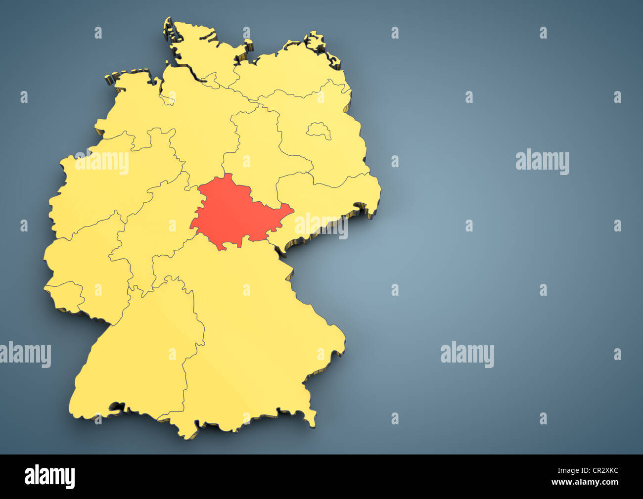 Thuringia, outline, federal states of Germany, 3D illustration Stock ...