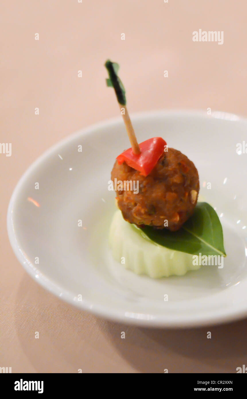 Asian meat ball served with fresh vegetable Stock Photo