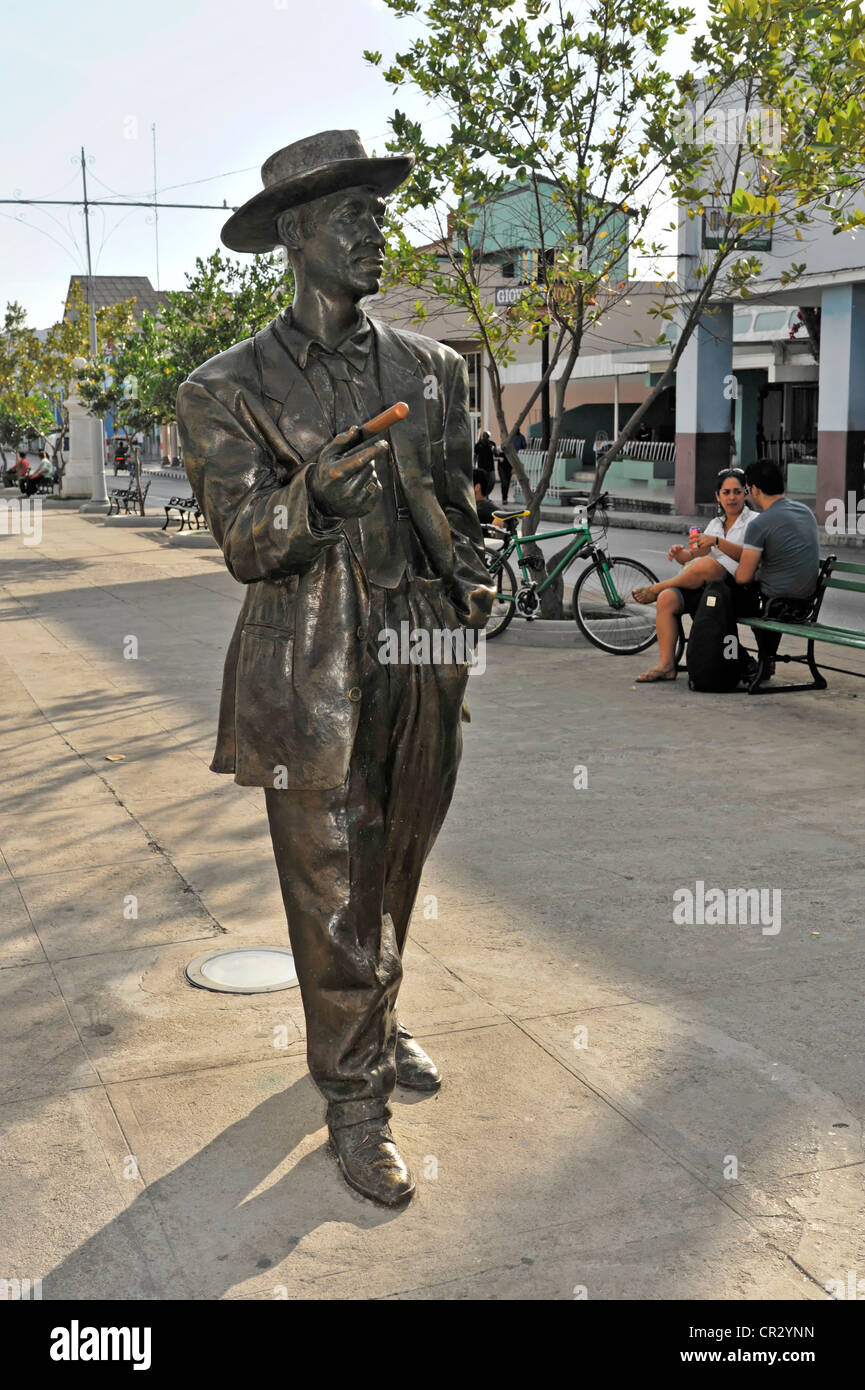 Bronze statue of Benny Moré, Cienfuegos, Cuban singer, 1919 - 1963, Cienfuegos, Cuba, Greater Antilles, Caribbean Stock Photo