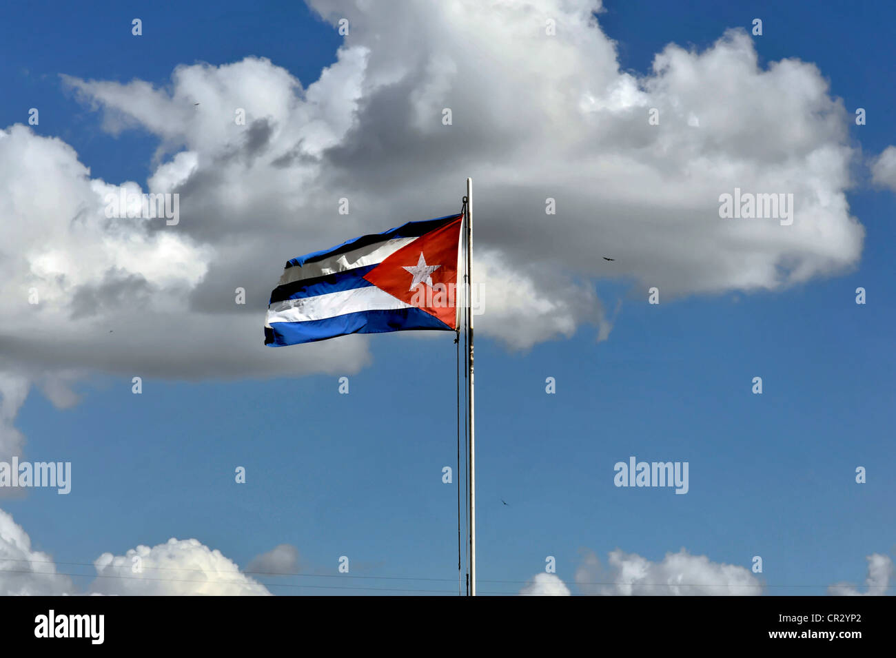 Cuban flag blowing in the wind, Cuba, Greater Antilles, Caribbean, Central America, America Stock Photo