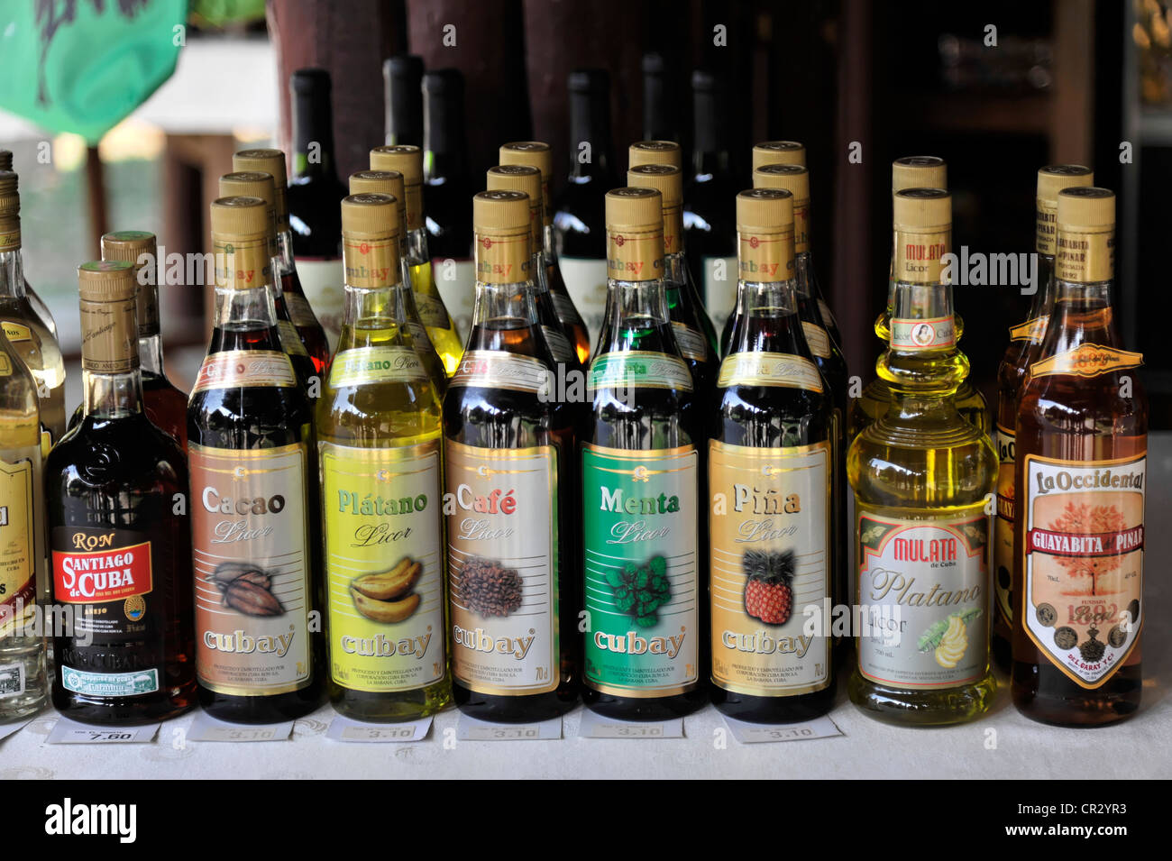 Rum and liquor bottles, Vinales, Valle de Vinales, Province of Pinar del Rio, Cuba, Greater