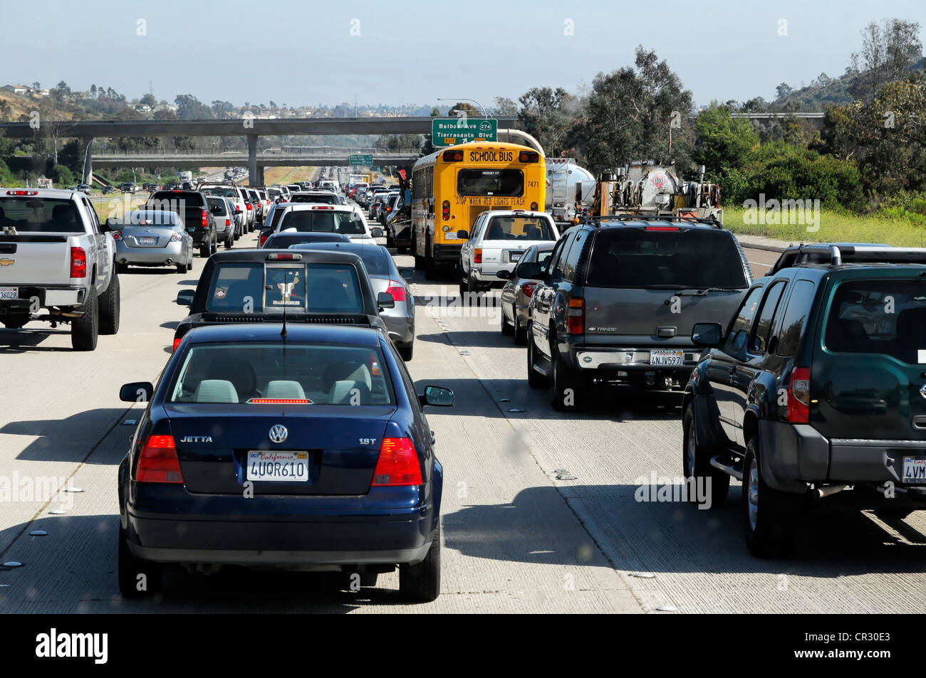 Traffic jam, just ahead of San Diego, California, USA, North America Stock Photo