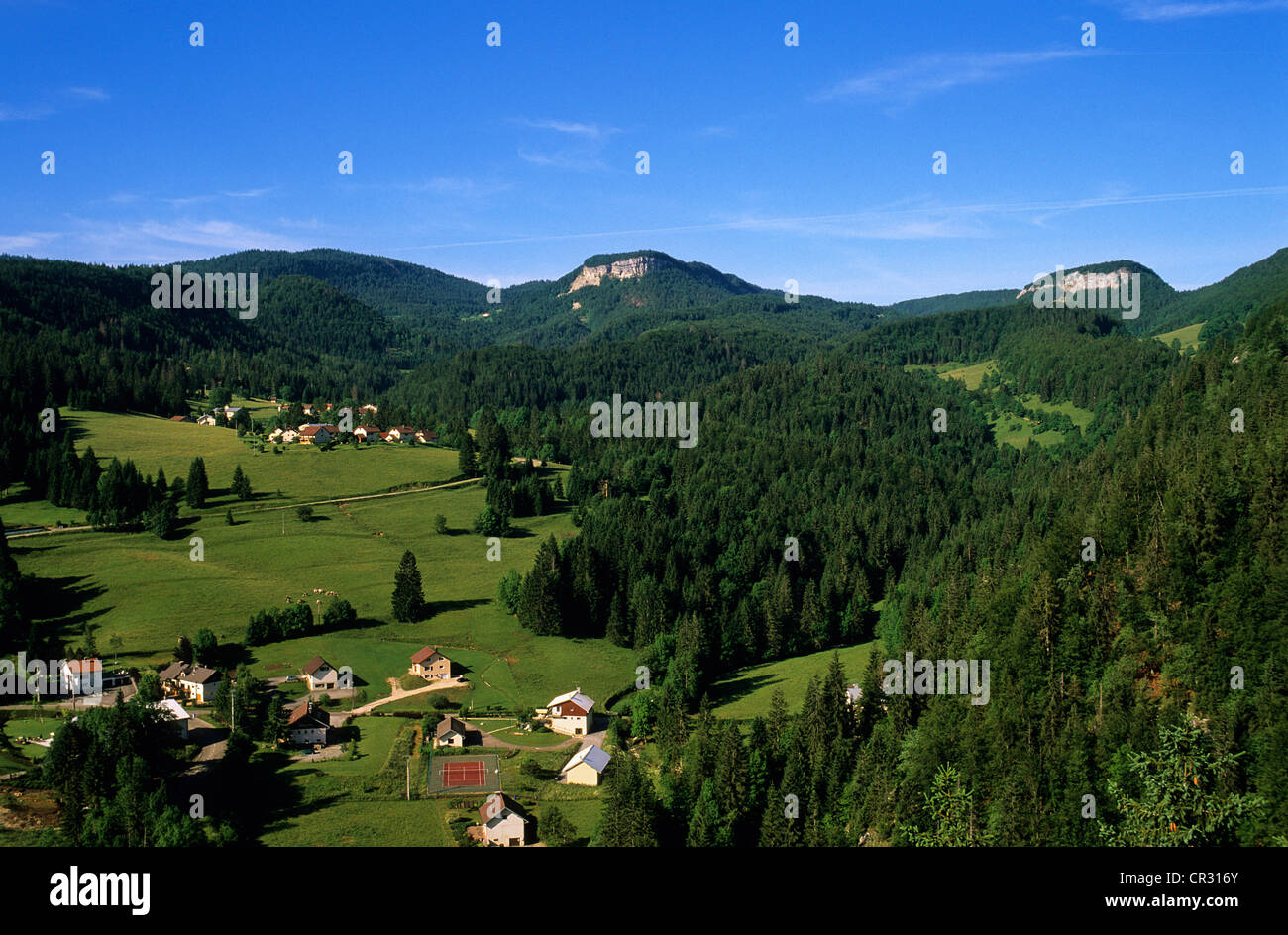 France, Jura, Vallee de la Bienne (Bienne Valley), village of Premanon Stock Photo