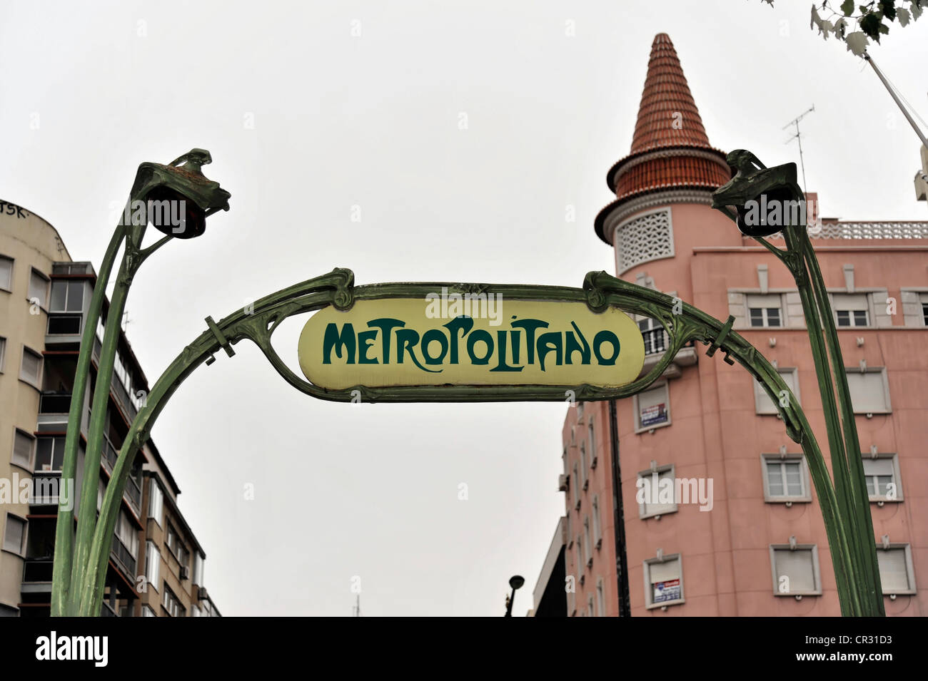Old subway sign, Piocas station, Lisbon, Lisboa, Portugal, Europe Stock Photo