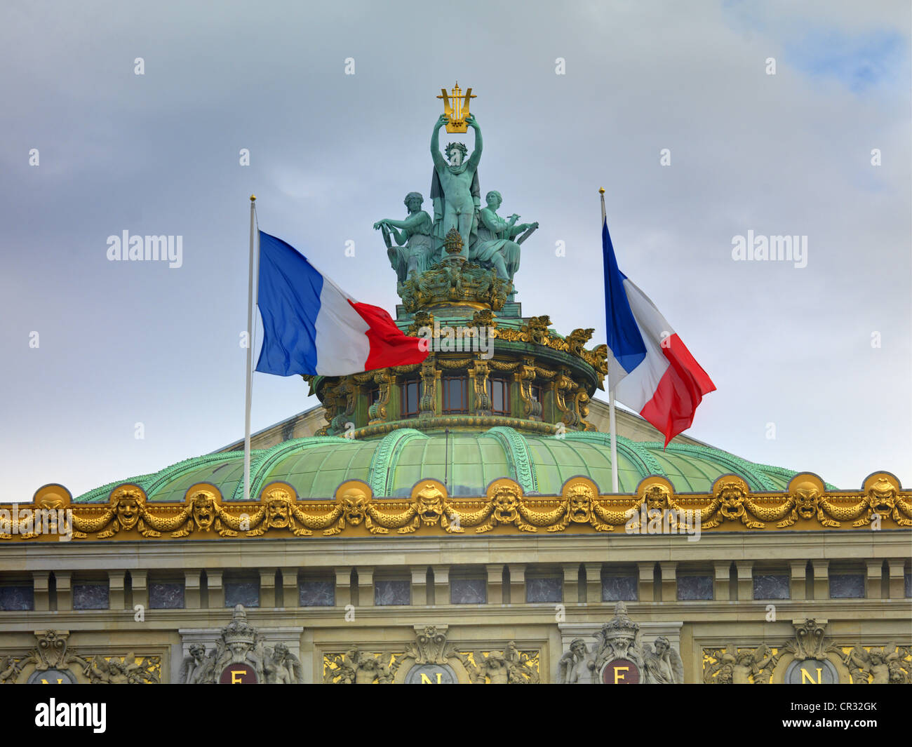 France Paris Opera House Statue Detail Top Building Stock Photo