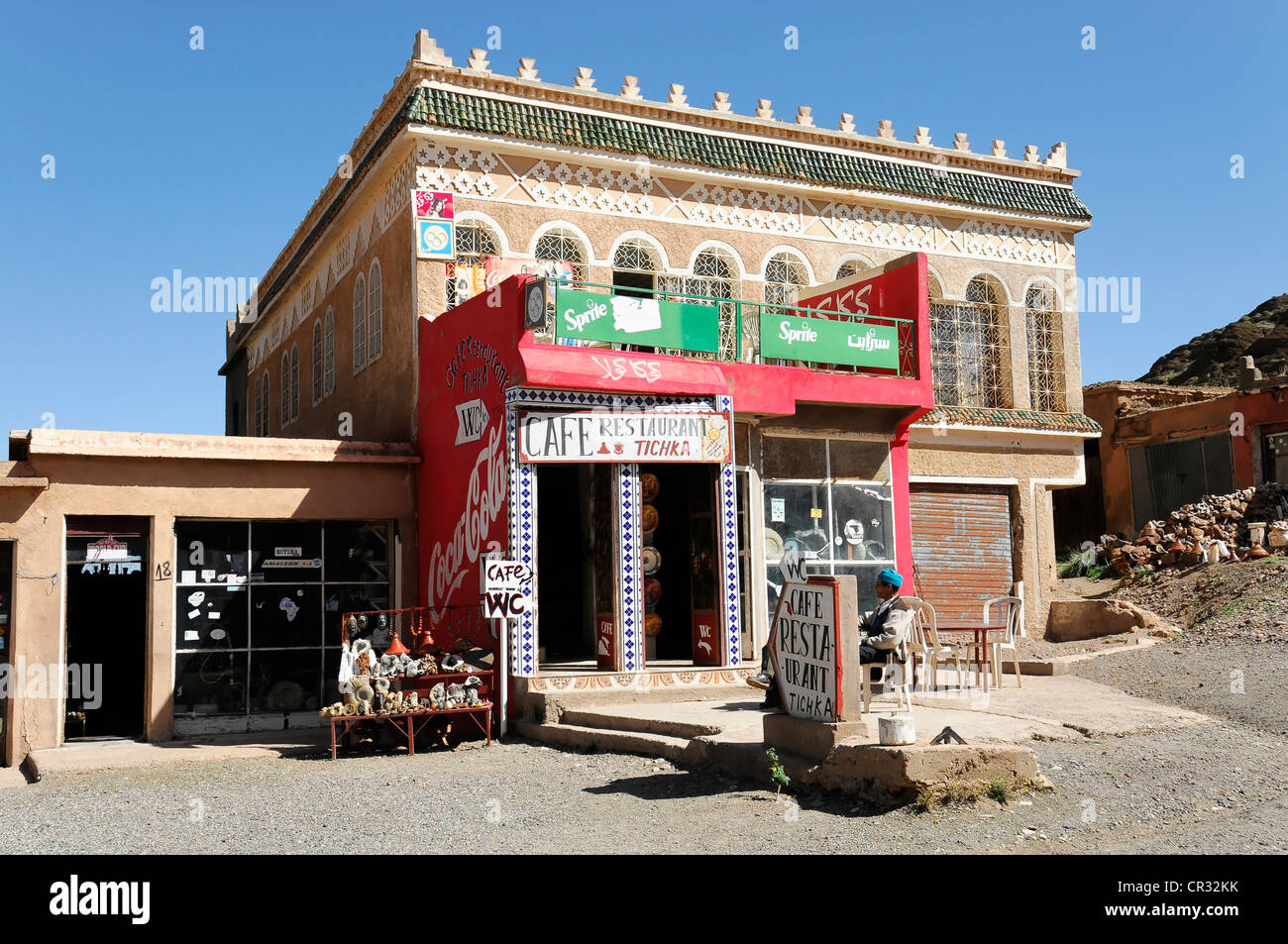 Café, restaurant and souvenir shop, near Tichka Pass, Col du Tichka, 2260m, Morocco, Africa Stock Photo