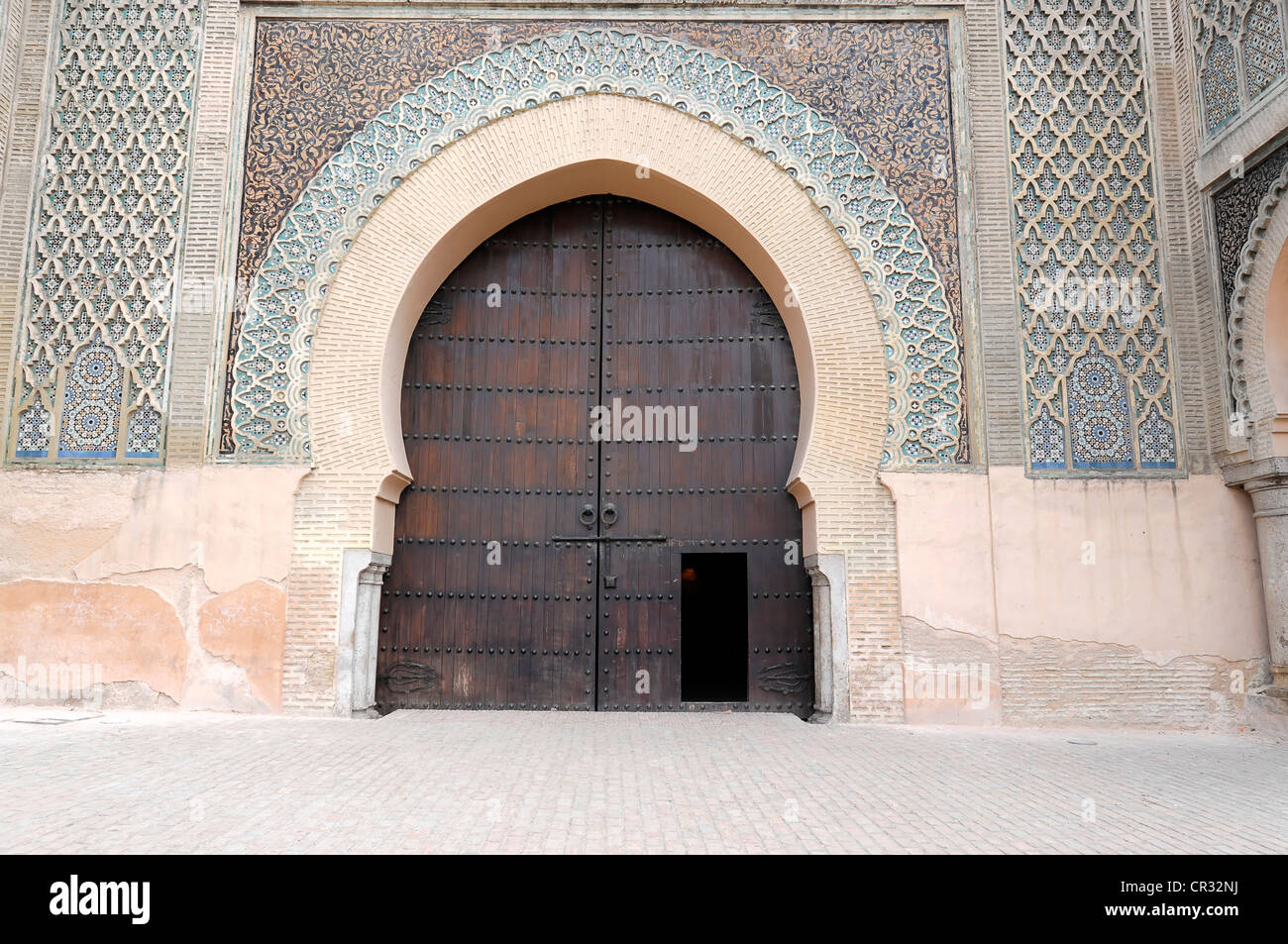 Entrance gate, Bab El Mansour in Meknes, Morocco, Africa Stock Photo