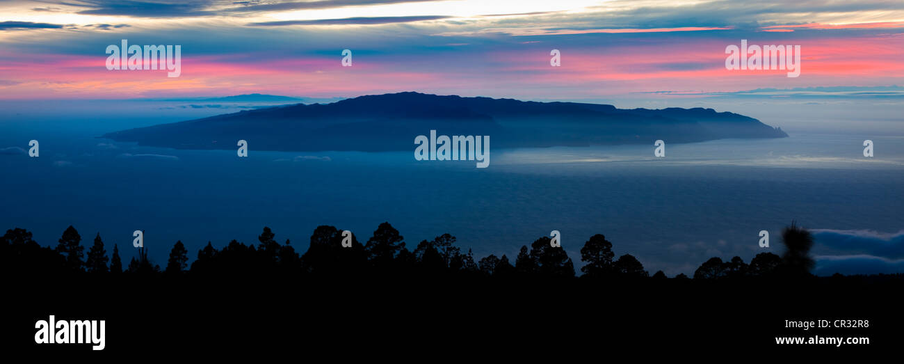 Island of La Gomera, seen from Tenerife, Canary Islands, Spain, Europe Stock Photo