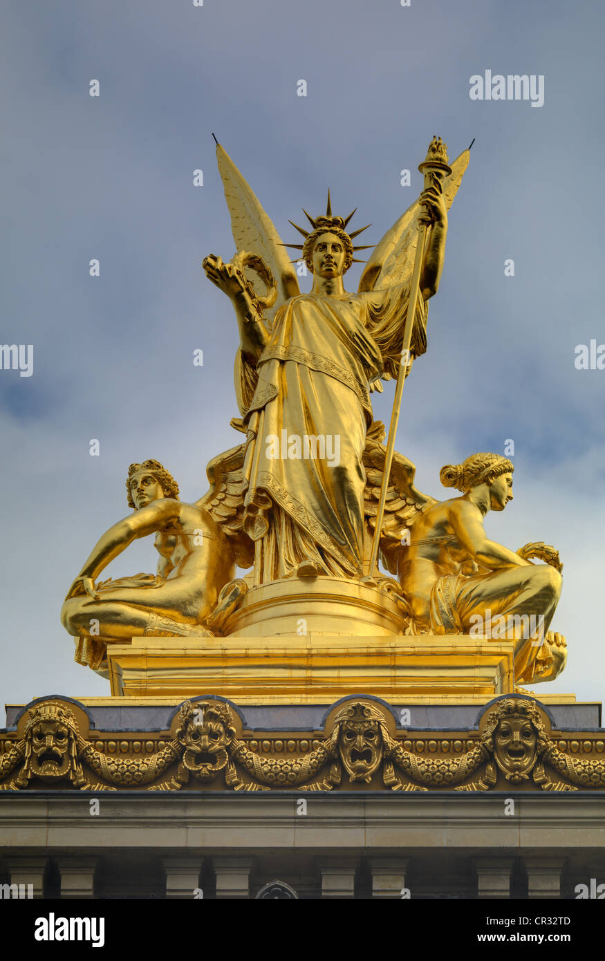 France Paris Opera House Statue Detail Top Building Stock Photo