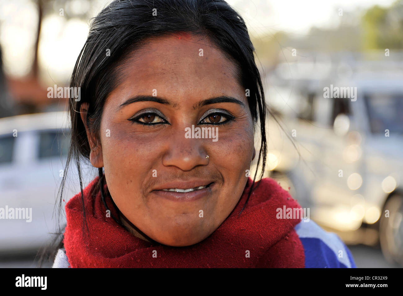 Nepali woman, portrait, Kathmandu, Kathmandu Valley, Nepal, Asia Stock Photo