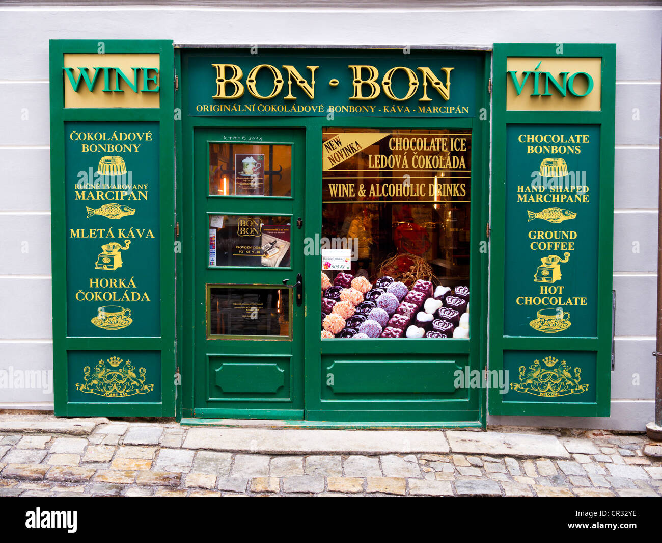 Confectionery store in the historic town centre of Cesky Krumlov, Bohemian Krumlov, UNESCO World Heritage Site, Bohemia Stock Photo