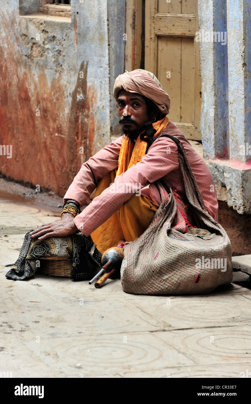 Beggar, city centre, Varanasi, Benares, Uttar Pradesh, India, Asia Stock Photo