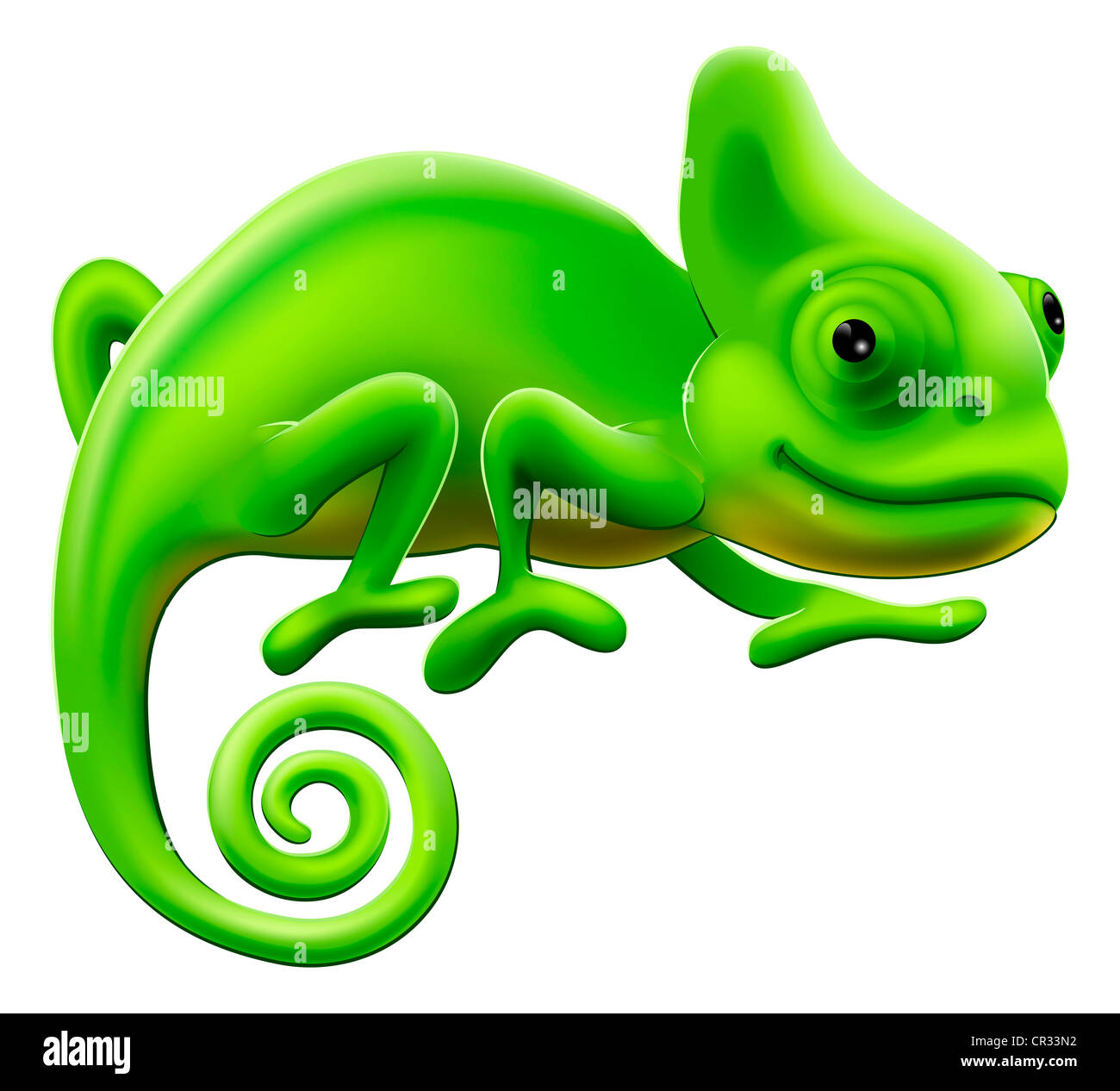 An illustration of a cute green cartoon chameleon lizard Stock Photo - Alamy