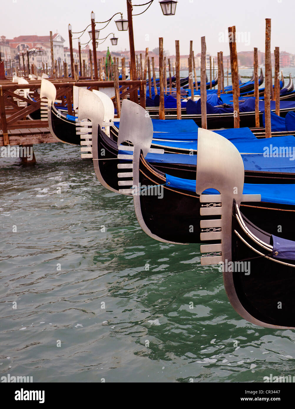Gondolas Moorings, Venice Stock Photo
