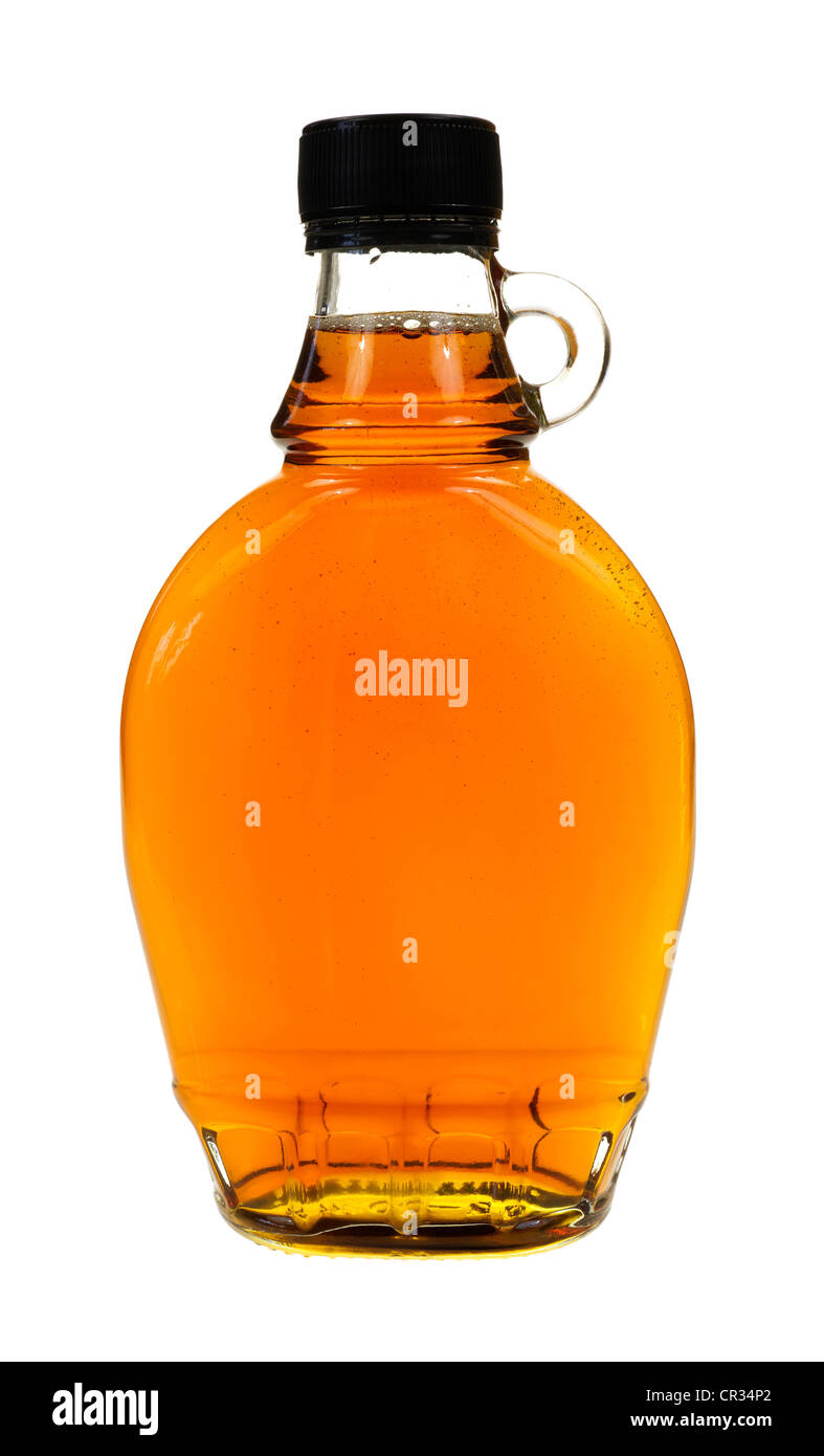Bottle of maple syrup Stock Photo Alamy
