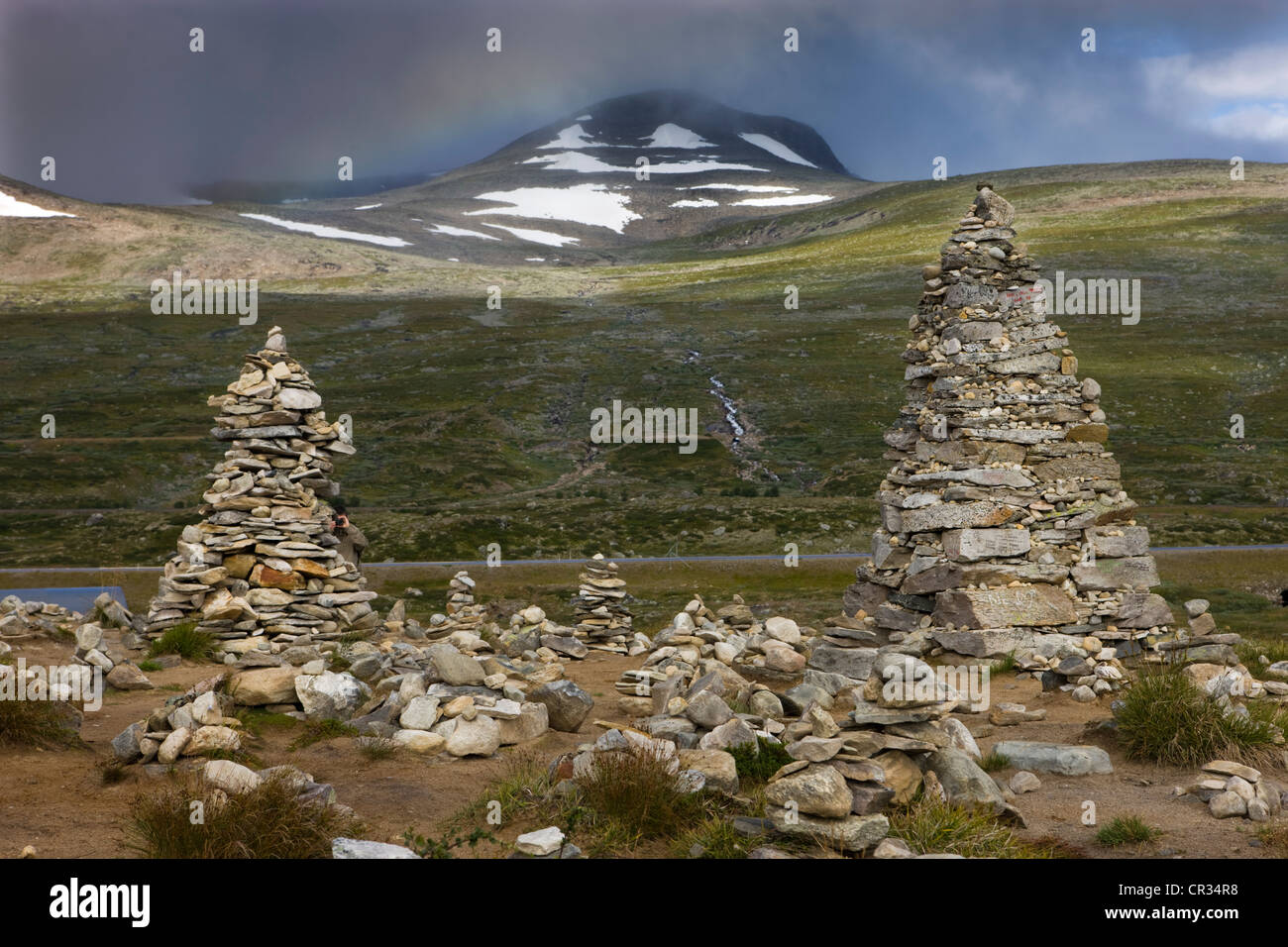 Cairns in the Arctic Circle, Saltfjell, Norway, Scandinavia, Europe Stock Photo