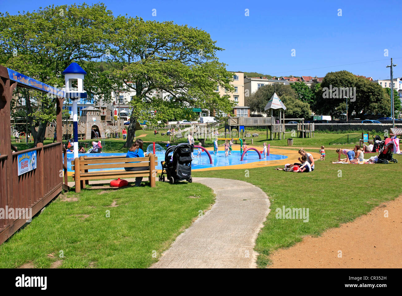 Children Playing at the Water Park Recreation area in Weston Super Mare
