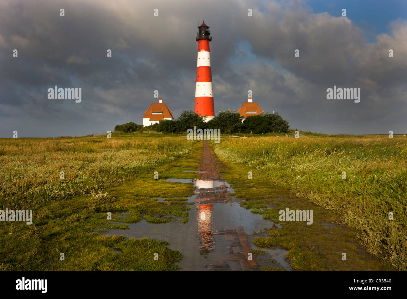 Lighthouse Westerheversand, Westerhever, North Sea, North Friesland, Schleswig-Holstein, northern Germany, Germany, Europe Stock Photo