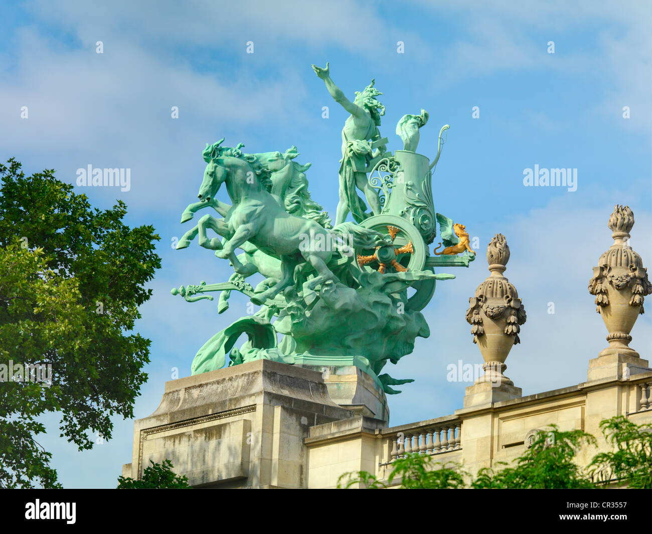France Paris Statue On The Grand Palais Stock Photo Alamy