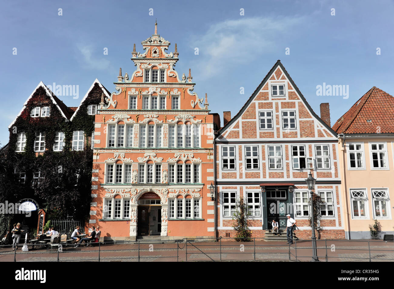 Historic gabled houses, Hanseatic town of Stade, Lower Saxony, Germany, Europe Stock Photo