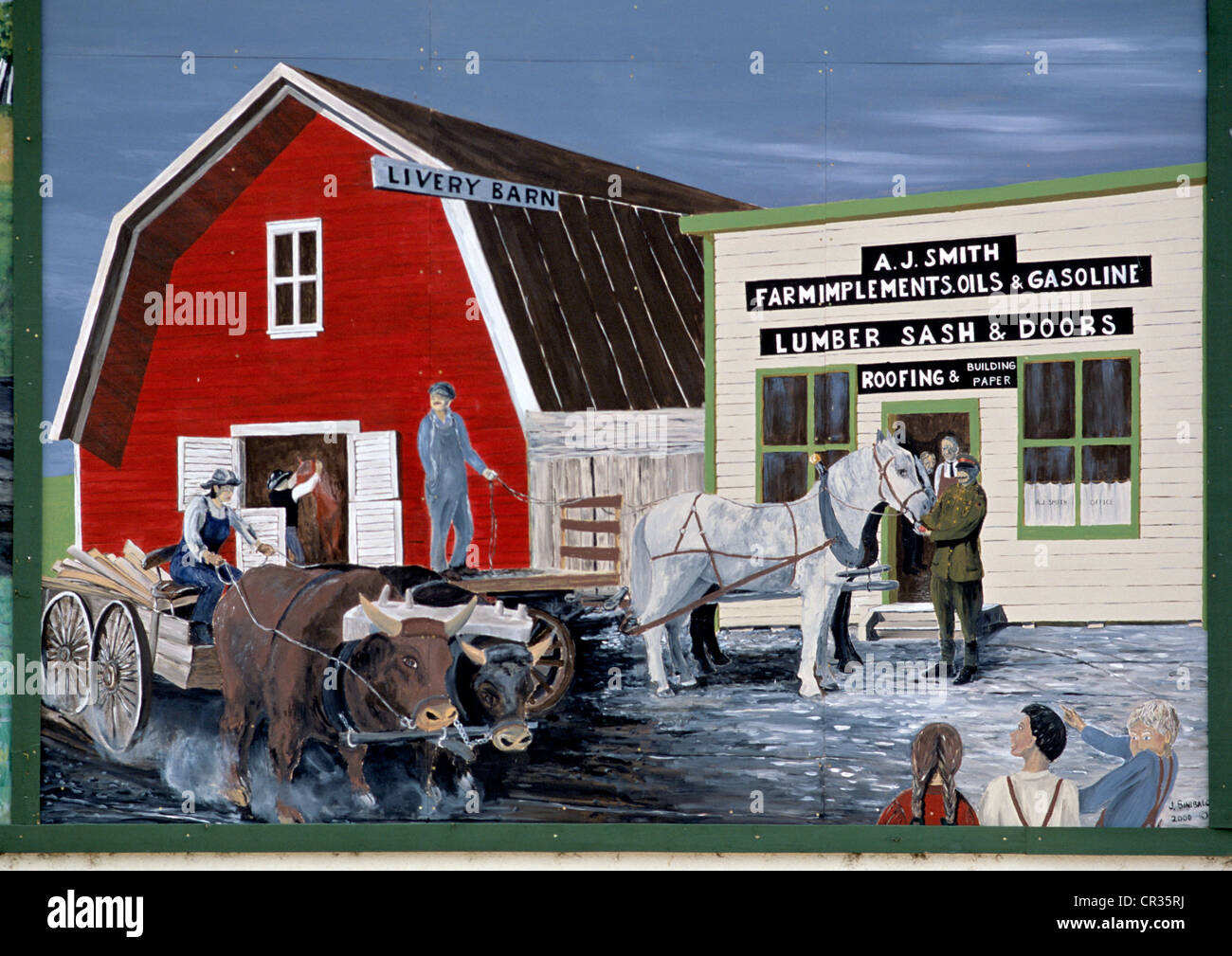 Canada, Manitoba Province, mural showing the former rural life Stock Photo