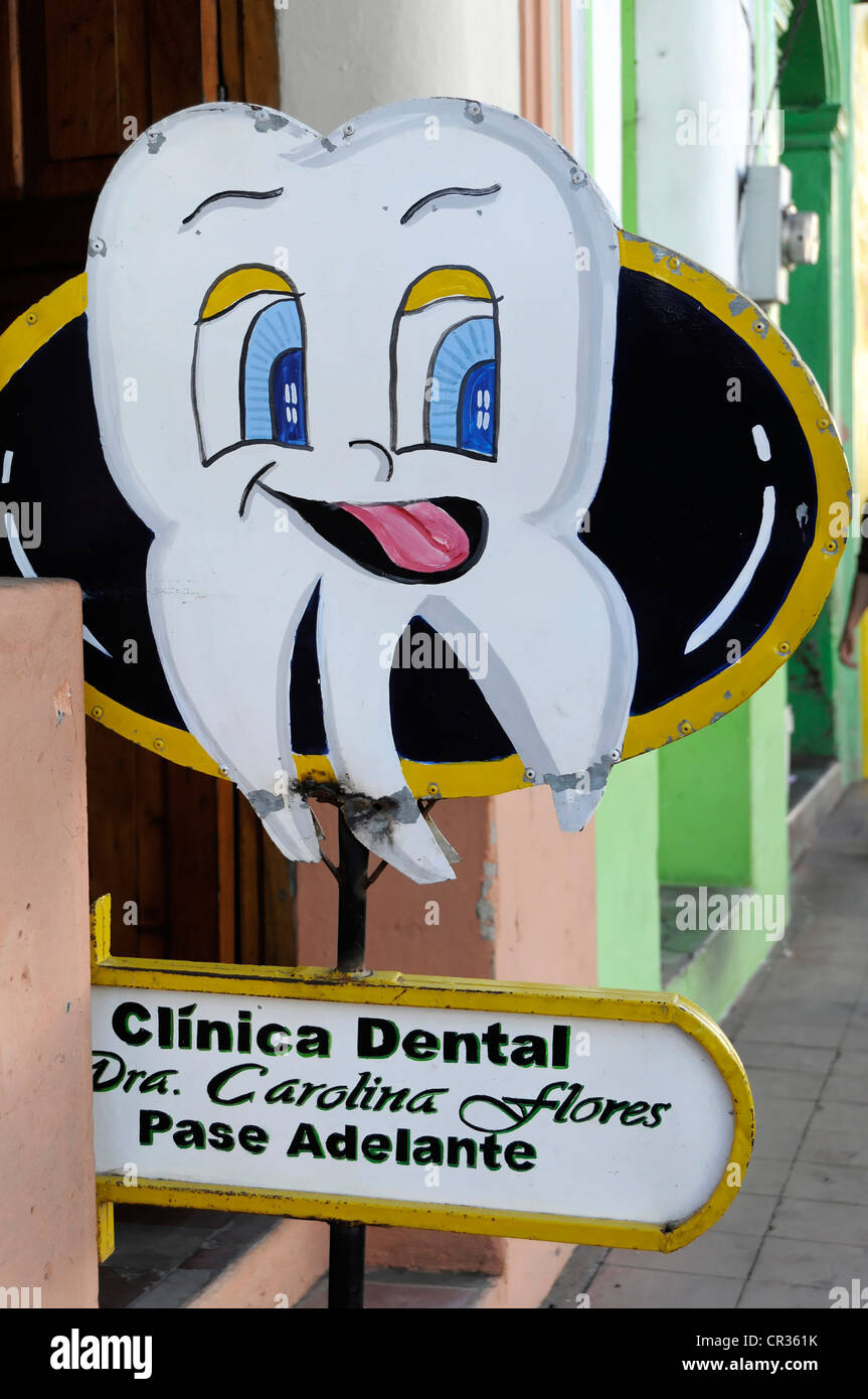 Advertising sign for a dentist, Nicaragua, Central America Stock Photo