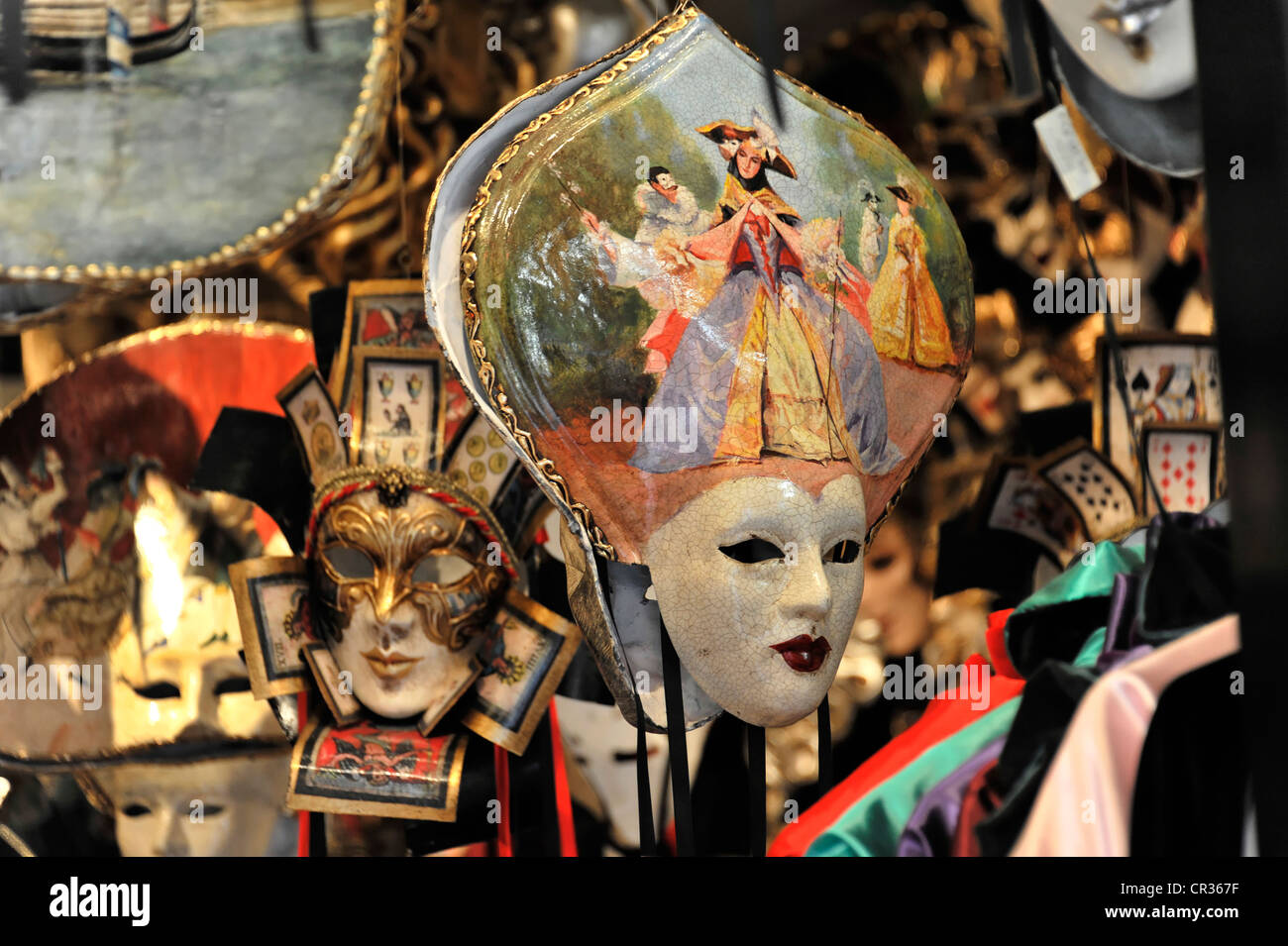 Masks in a shop, souvenirs, Venice, Veneto region, Italy, Europe Stock Photo