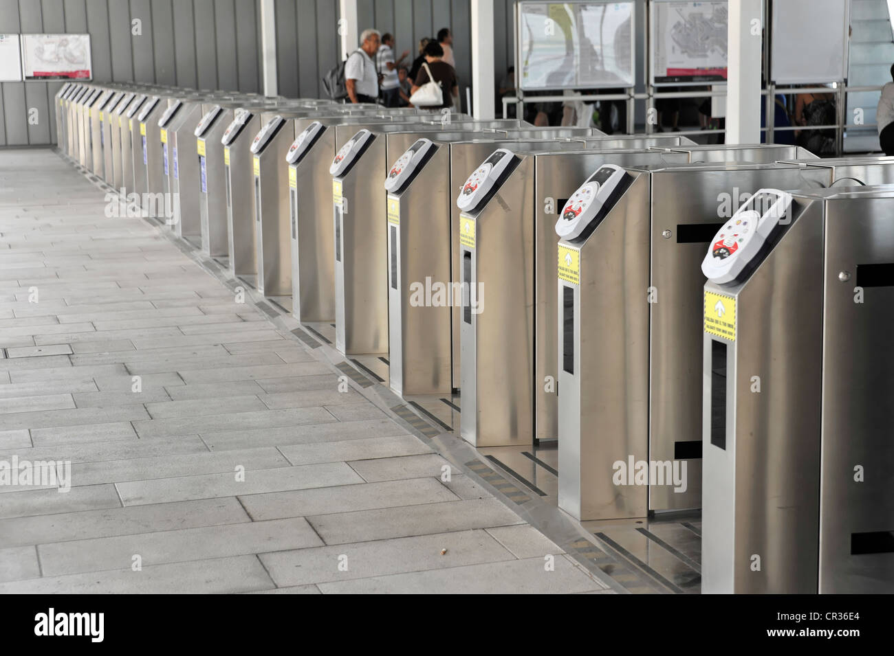 Ticket inspection machines, Lido, Venice, Veneto region, Italy, Europe Stock Photo