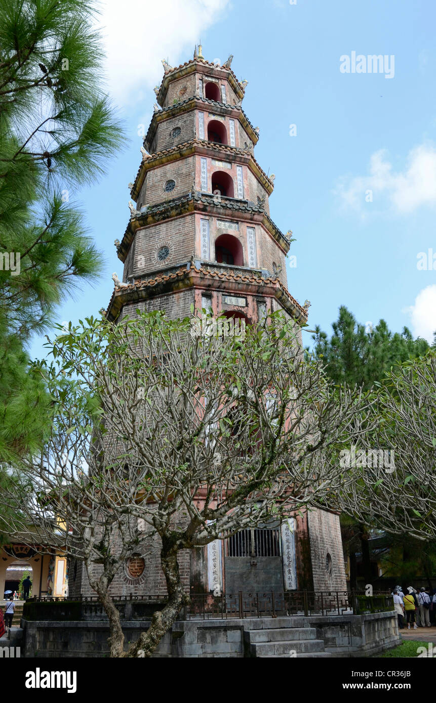 Phuoc Duyen Tower, Thien Mu Pagoda, Hue, Vietnam, Southeast Asia Stock Photo